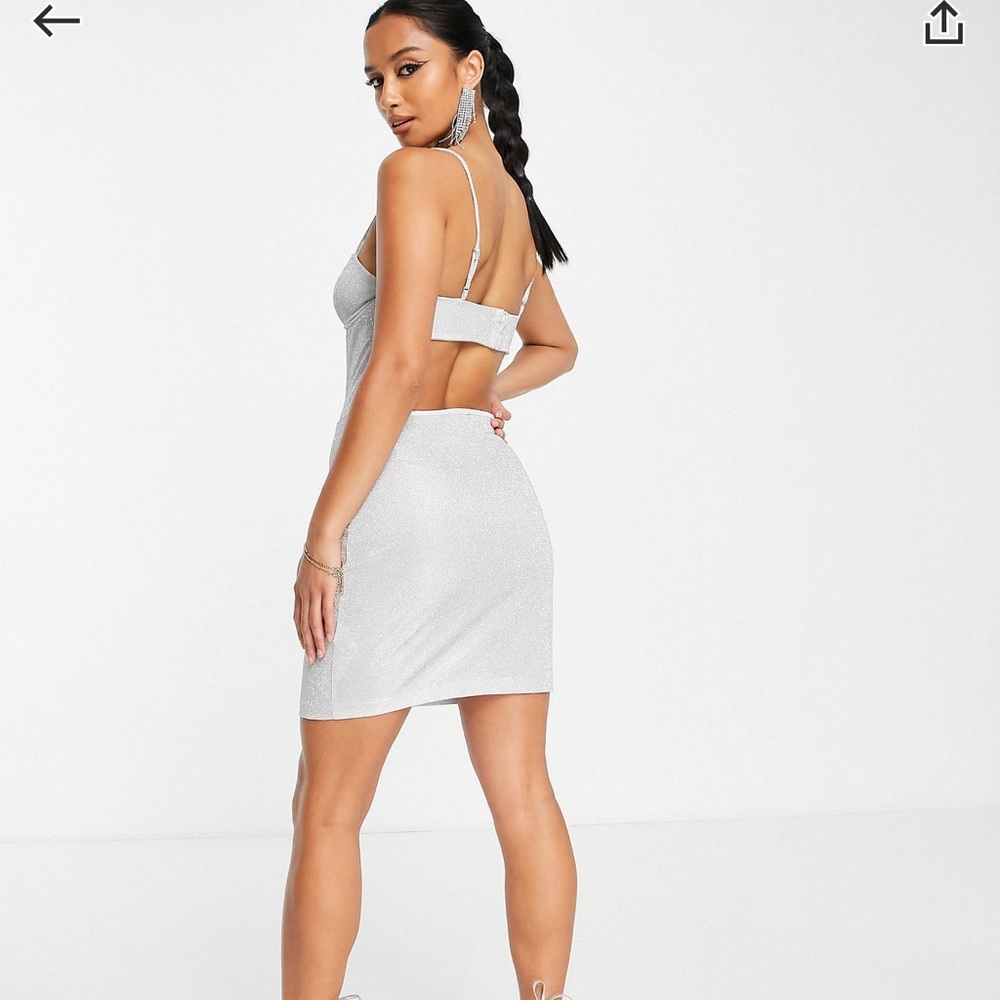 Silver sparkly corset wired mini dress